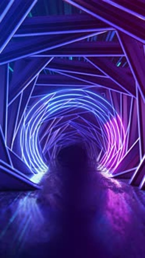 Futuristic Neon Light Tunnel Sci Fi Corridor Background Geometric Lights Sci Fi Corridor Technology