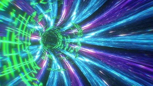 Rétro Neon Low Poly Vaporwave Space Warp Speep Vortex Loop 4K