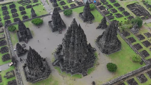 Prambanan Hindu temple complex dedicated to the creator and destroyer in Yogyakarta, Indonesia, Aeri