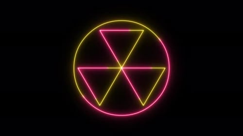 Placa de Neon Hazard animada. Fundo brilhante do símbolo Hazard
.
