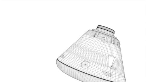 Futuristic Space Capsule Wireframe Rotating 3D Animation