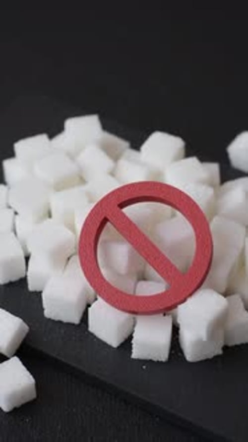 The sugar ban sign as a concept to stop the problem of diabetes, a call to diet. The sugar ban sign