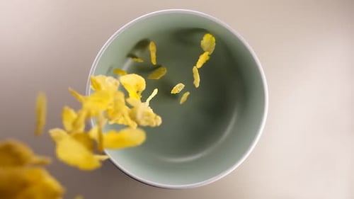 Cinematic Slow Motion Cornflakes Morning Breakfast Cereal With Milk