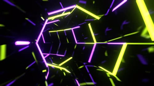 Light Green And Purple Strobe Abstract Neon Octagonal Portal Background Vj Loop I 4K