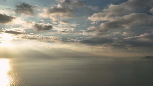 Sun Setting Down at Horizon Arial View 4 K Turkey Alanya