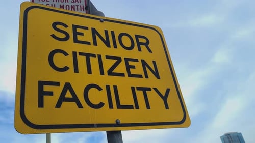 Senior Citizen Facility American Road Sign, Close Up