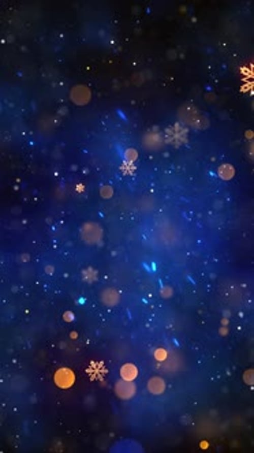 Festive Golden Snowflakes and Blue Bokeh Lights Christmas Background