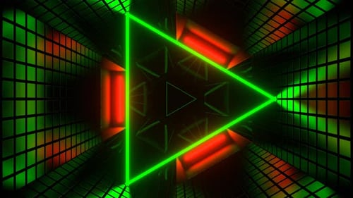 Mirrored Tunnel With Green And Red Neon Strobe Background Vj Loop In 4K