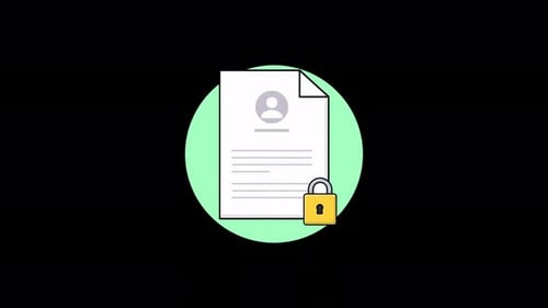 Papier pour documents personnels avec cadenas. Vidéo d'animation sur le concept de document privé - Transparente