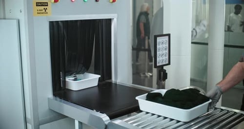 Airport Security Conveyor Belt with Luggage