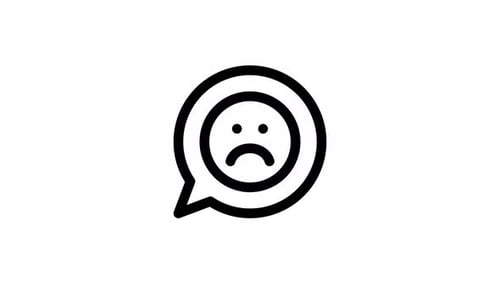 Minimalist Pulsating Sad Face Emoji Icon in Speech Bubble