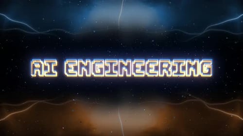 Ai Engineering Neontext mit Hintergrund im Retro-Stil