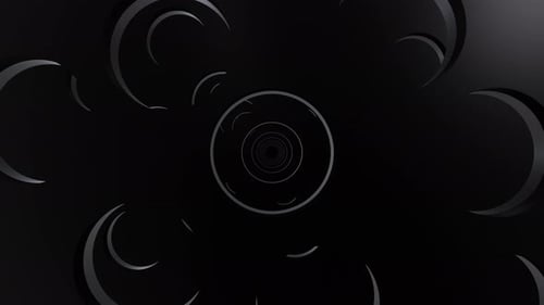 Túnel abstracto de círculos iluminados sobre fondo negro