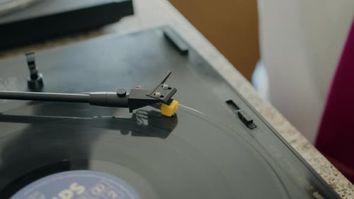 Record Player Needle on Vinyl Record