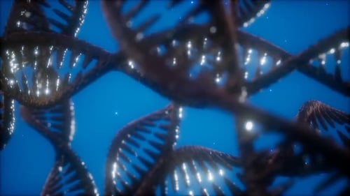 Futuristic Rotating DNA Double Helix Strands Animation