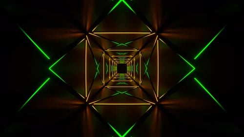 Grüner und orangefarbener Neon-X-Tunnel-Hintergrund Vj Loop In 4K