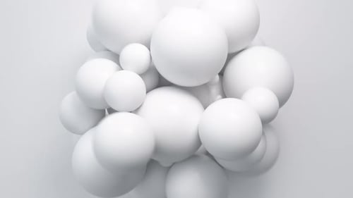 A Serene Composition of Pure White Spheres Creates a Calm Minimalist 3D Scene
