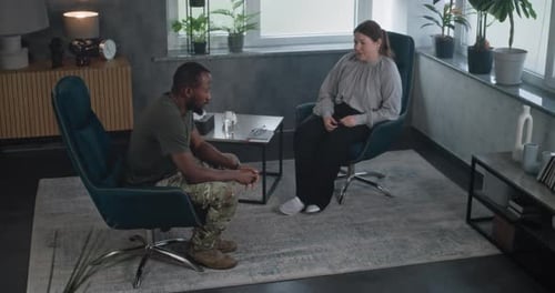 Counseling Session with Adult Man and Woman Indoors