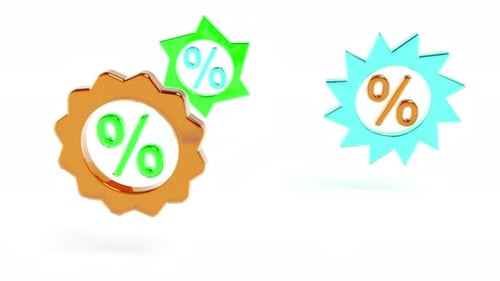 Animated Glossy 3D Percentage Signs for Sales Promotions