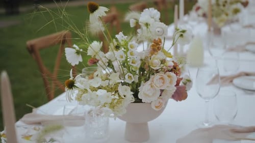 Elegant Wedding Reception Table with Floral Decor