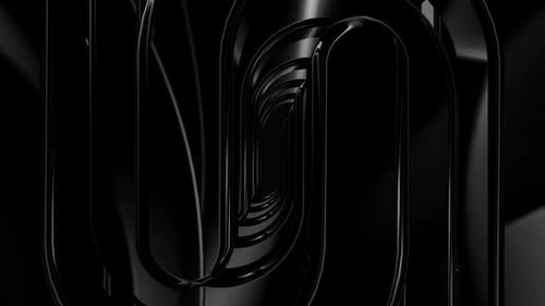 Background with a Tunnel of Black Figures, Shapes, Reflection, 3D Render, Exclusive
