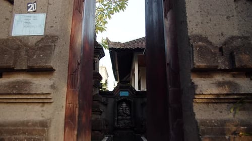 Stone Arch Leading to the Hindu Prayer Statue the Holy Gateway to the Temple