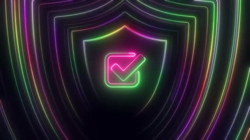 Security Shield Glowing Speed Lines With Tick Icon V2