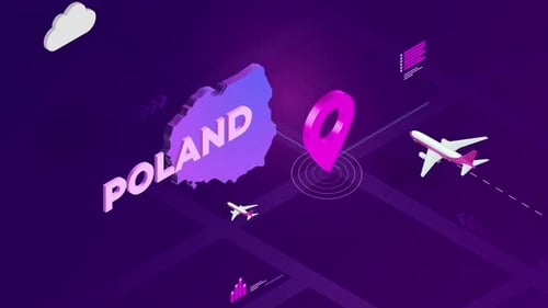 Isometric Poland Map with Travel and Business Elements