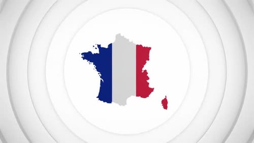 France Map Silhouette Flag Color Reveal Animation