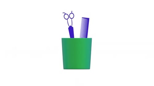 Hairdressing Tools Minimalist Pop Up Animation