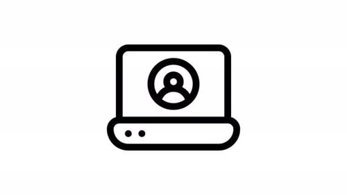Flat Design Laptop Icon with Animated User Profile