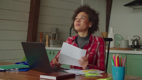 Excited Joyful African American Female Student Celebrating College Acceptance