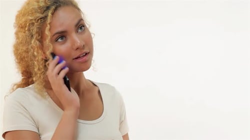 Woman Talking on Cell Phone Close Up