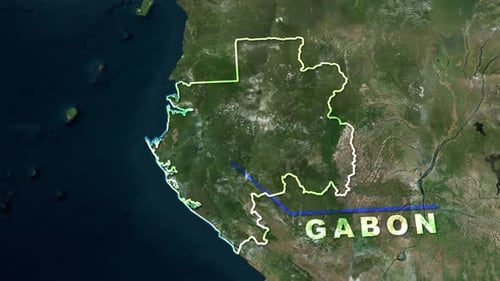 Gabon Map Outline Reveal with Traveling Path Animation