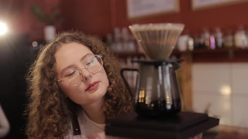 Professional Barista Preparing Pourover Coffee Brew