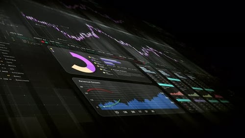 Futuristic Digital Data Dashboard with Animated Charts
