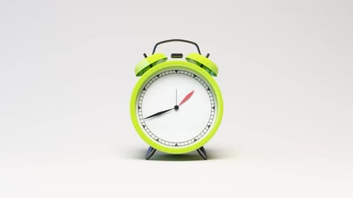 Turquoise Alarm Clock on Plain Background