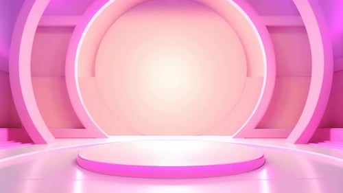 podium Futuristic showcase with platform for product displaying. Empty modern stage display