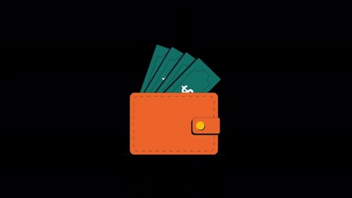 Animated Flat Design Wallet with Fanning Money Bills