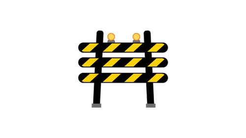 Animated Flat Design Road Work Barrier Icon