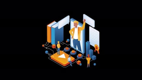 Modern Isometric Online Education and E-Learning Platform Animation