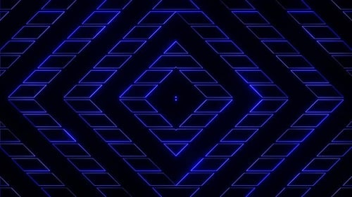 Blauer abstrakter neonglühender Sci-Fi-Cyberpunk-Musterhintergrund Vj Loop-Animation in 4K