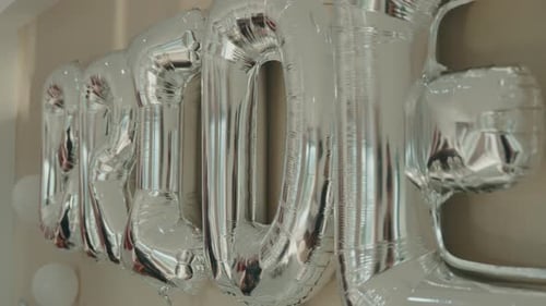 Silver Balloons Decoration for a Party Celebration Indoors