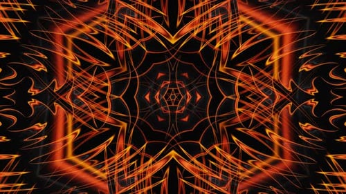 Abstract Blinking Orange Star Kaleidoscope Energy Vj Loop Animation
