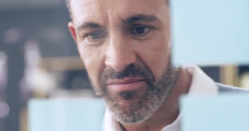 Professional Brainstorming Business Strategy Using Sticky Notes