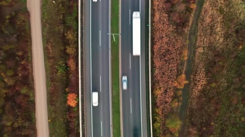Aerial View of Highway with Traffic