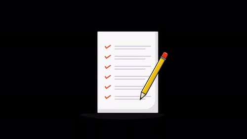 Animated Document with Pencil. Business Object Concept Video - Transparent