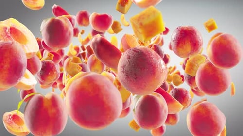 Dynamic Slow Motion of Fresh Peaches and Slices
