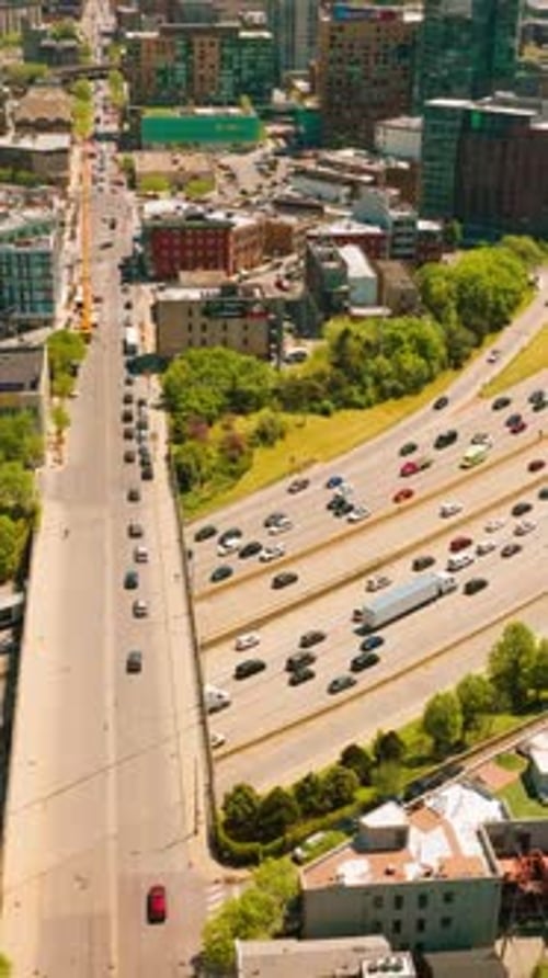 Chicago wide-lane road crossed by another one from above.