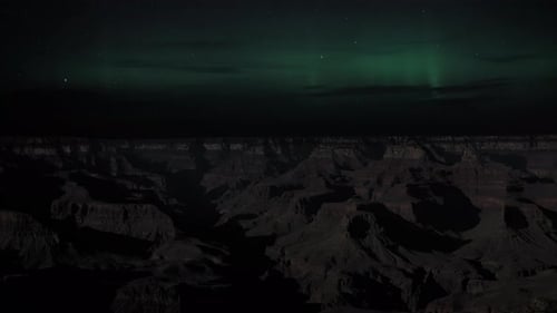 Northern Lights (Aurora Borealis) are shining over the Grand Canyon